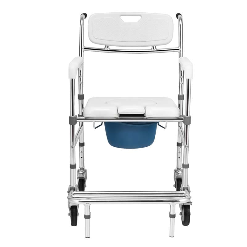 4-in-1 Toilettenstuhl mit Rollen – faltbar, mit Armlehnen