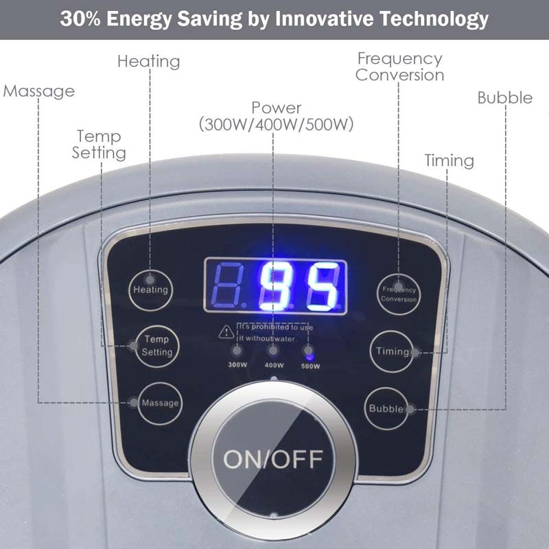 Elektrisches Fußbad mit Heizung & 16 Shiatsu-Rollen – LED & Temperatu