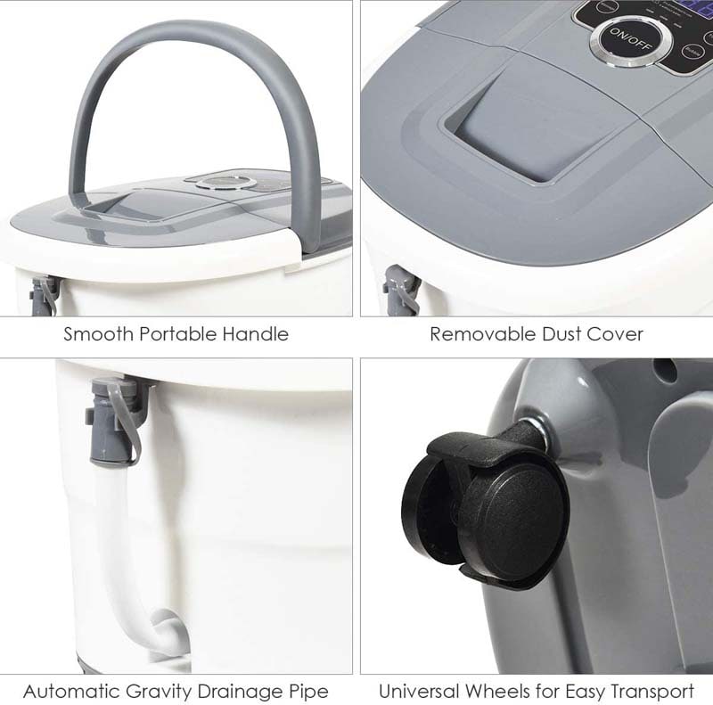 Elektrisches Fußbad mit Heizung & 16 Shiatsu-Rollen – LED & Temperatu