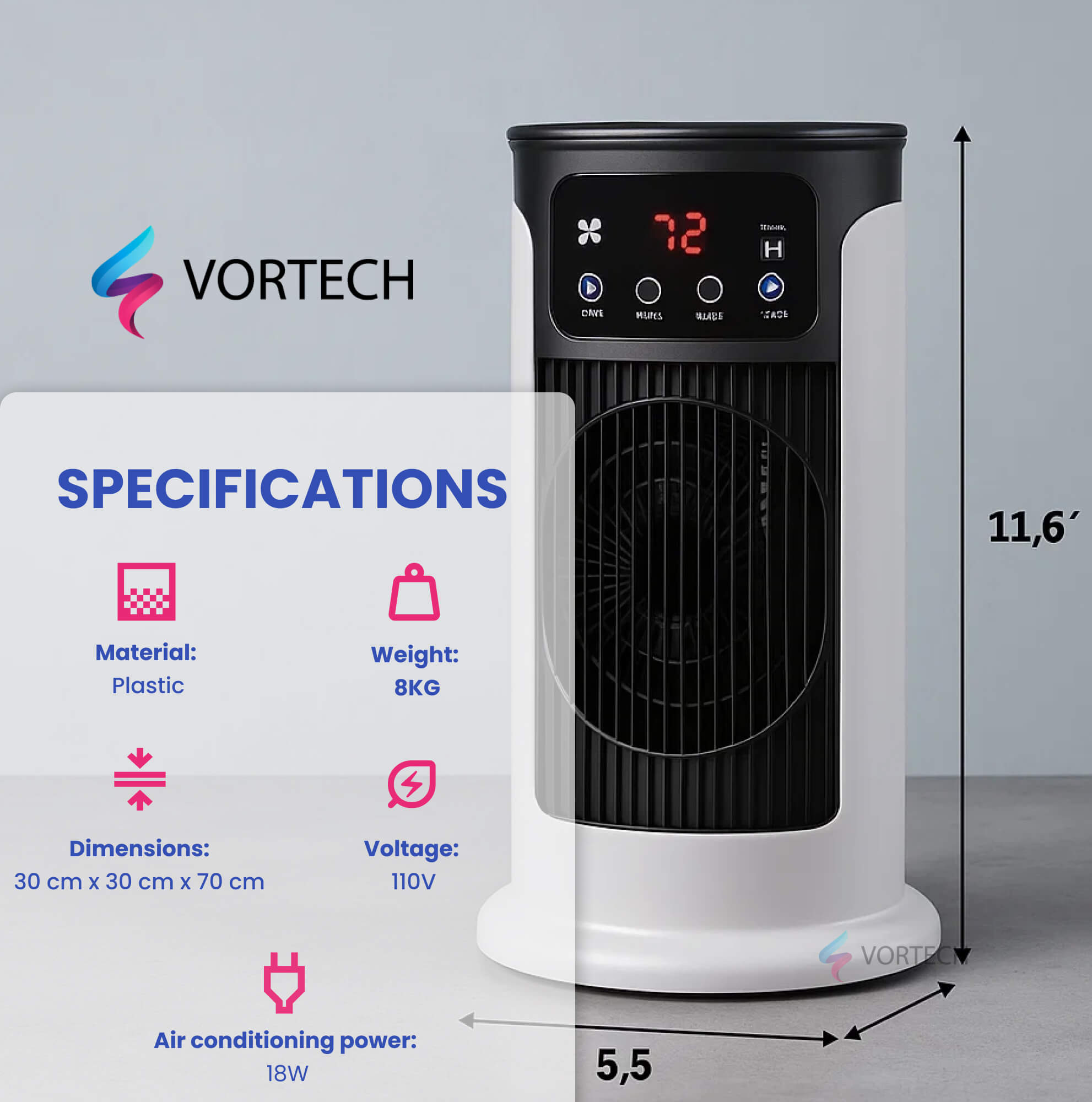 Portable Air Conditioner Stand Up Unit | Windowless, Energy Efficient & Ideal for Home Office and Dormitory Use