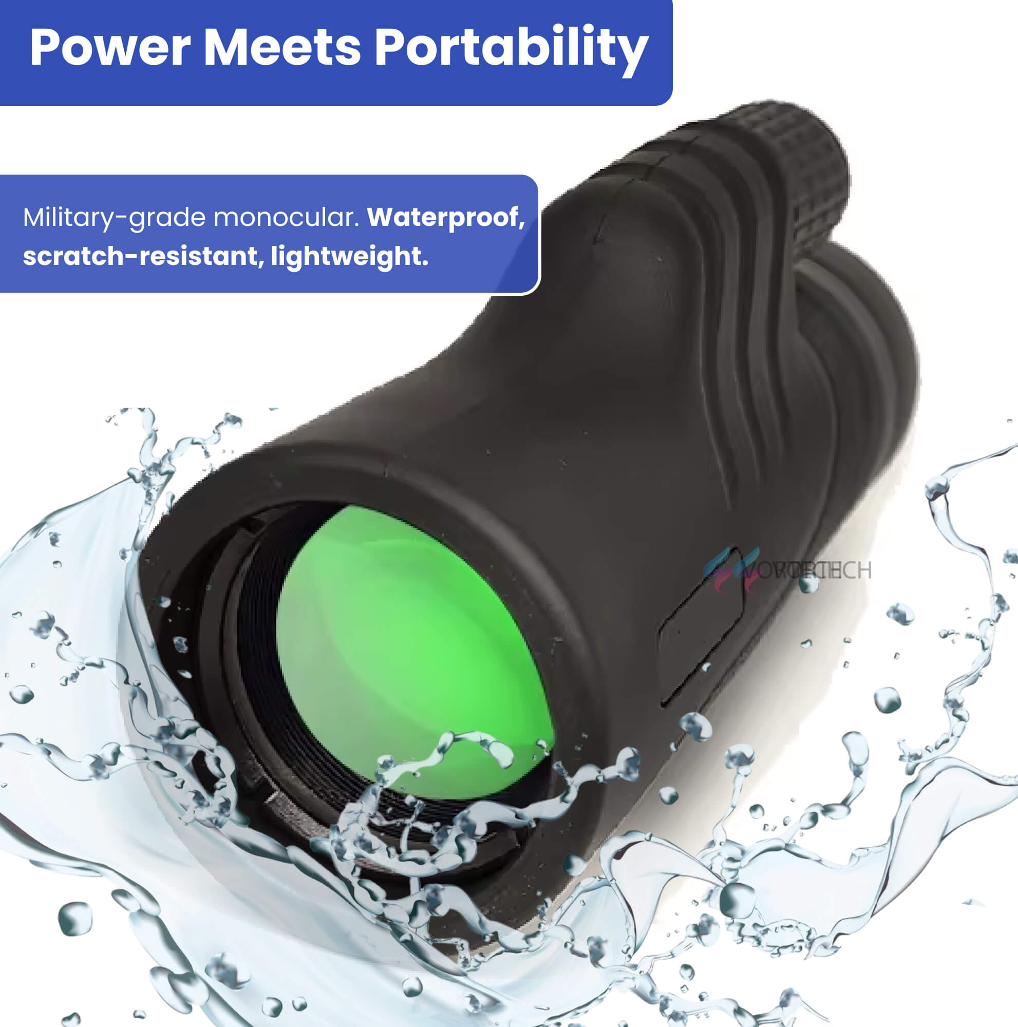High Power 12X50 Monocular | Waterproof, Lightweight with Smartphone Holder for Camping, Hiking & Wildlife Observation