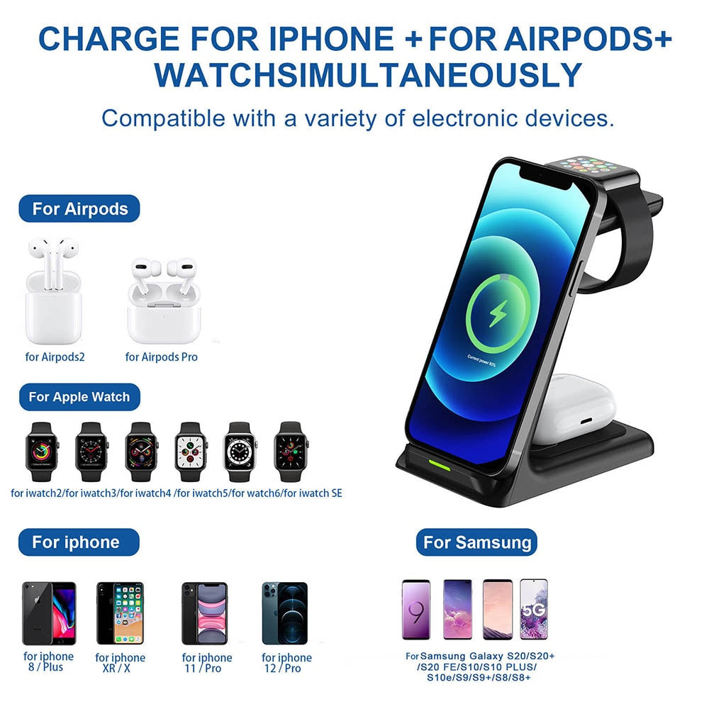 3 In 1 Qi Schnellladegerät Station IPhone Watch Airpods