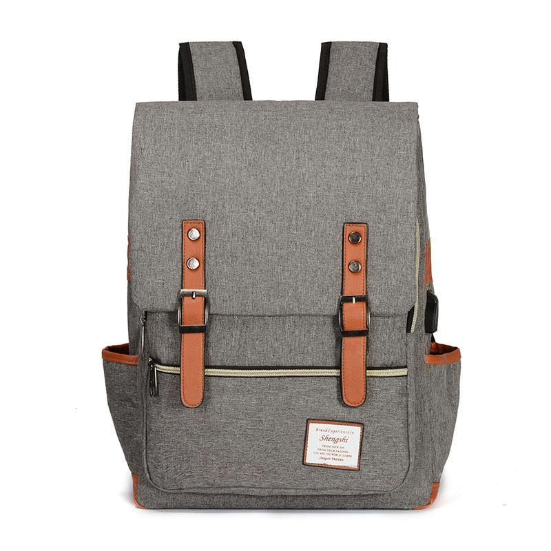 Vintage Laptop Backpack College School Bag with USB Port