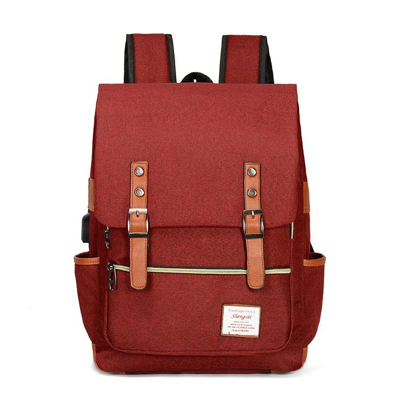 Vintage Laptop Backpack College School Bag with USB Port