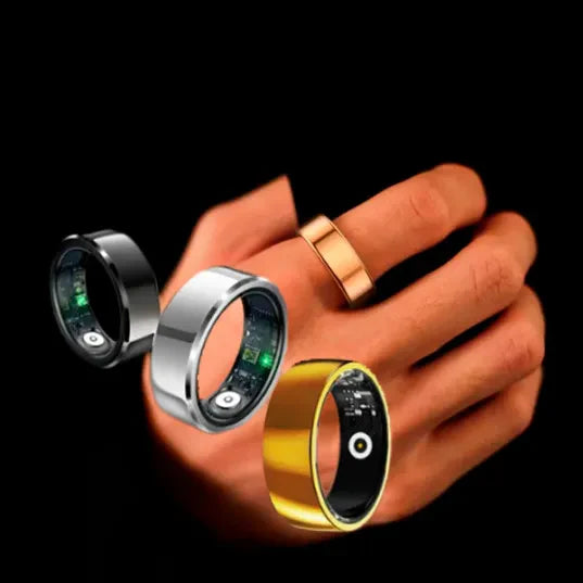 Titanium smart ring for men and women, designed to monitor blood pressure and track health metrics. Stylish and multifunctional.