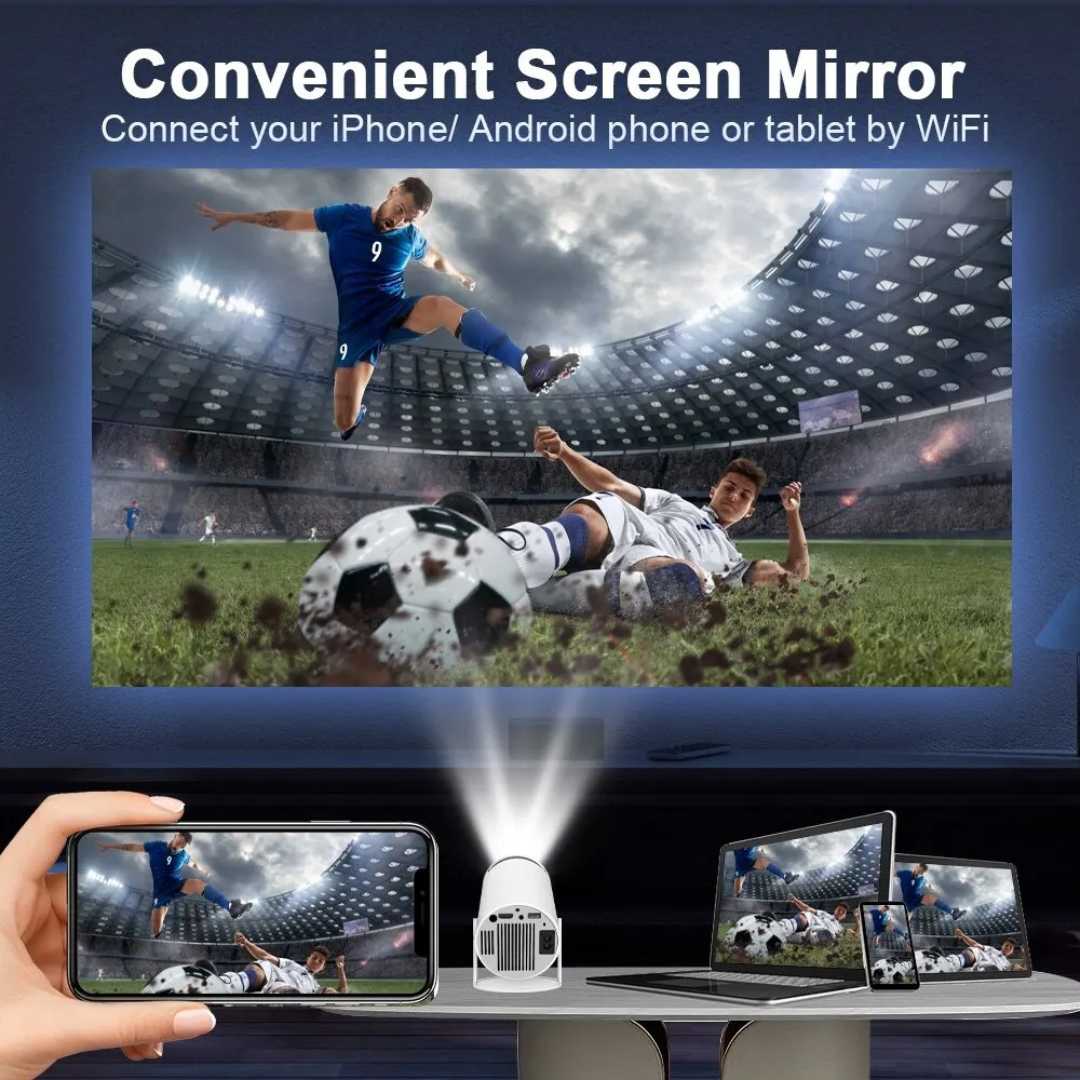 Portable 4K Projector with Remote Control - Mini Home Theater Projector for Movies, Gaming & Outdoor Use