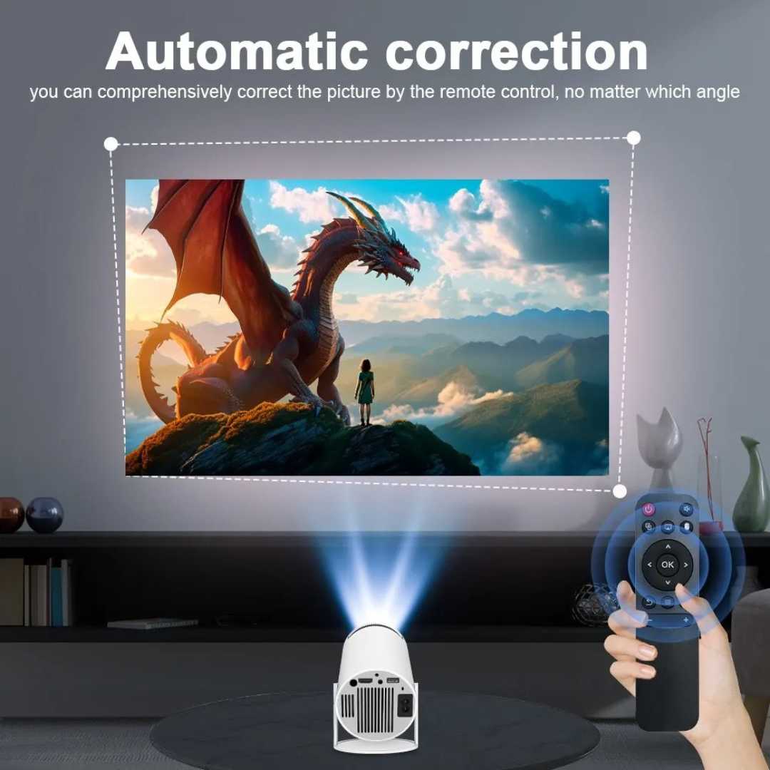 Portable 4K Projector with Remote Control - Mini Home Theater Projector for Movies, Gaming & Outdoor Use