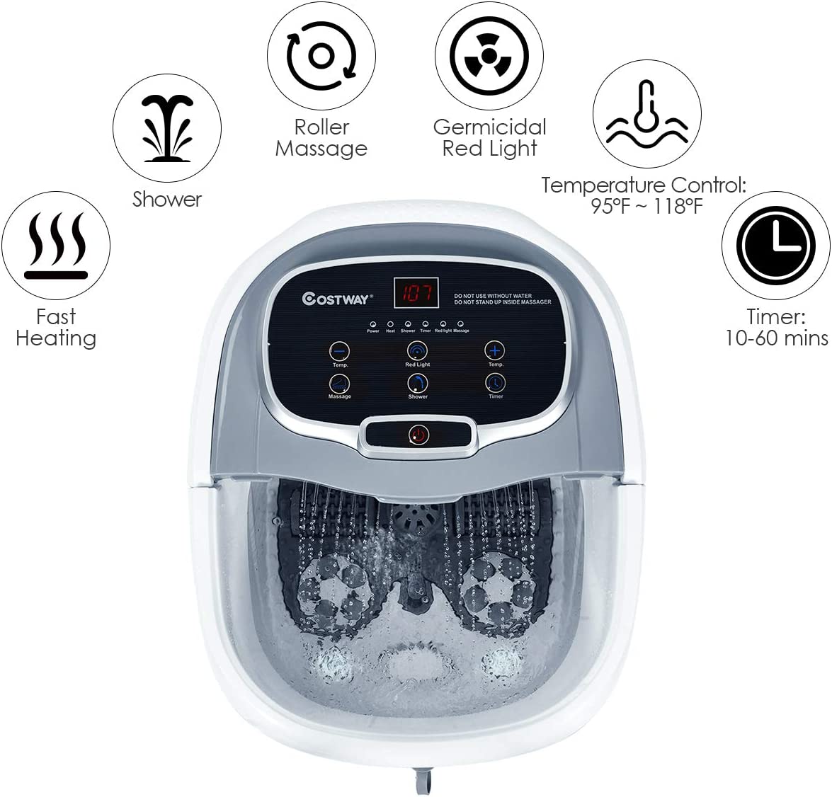 Elektrische Fußbadewanne mit Massage & Heizung – Timer & Rollen