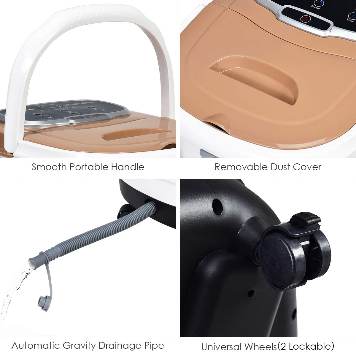 Elektrische Fußbadewanne mit Massage & Heizung – Timer & Rollen