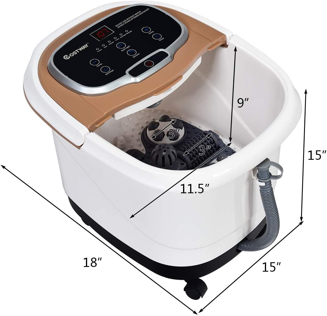 Elektrische Fußbadewanne mit Massage & Heizung – Timer & Rollen