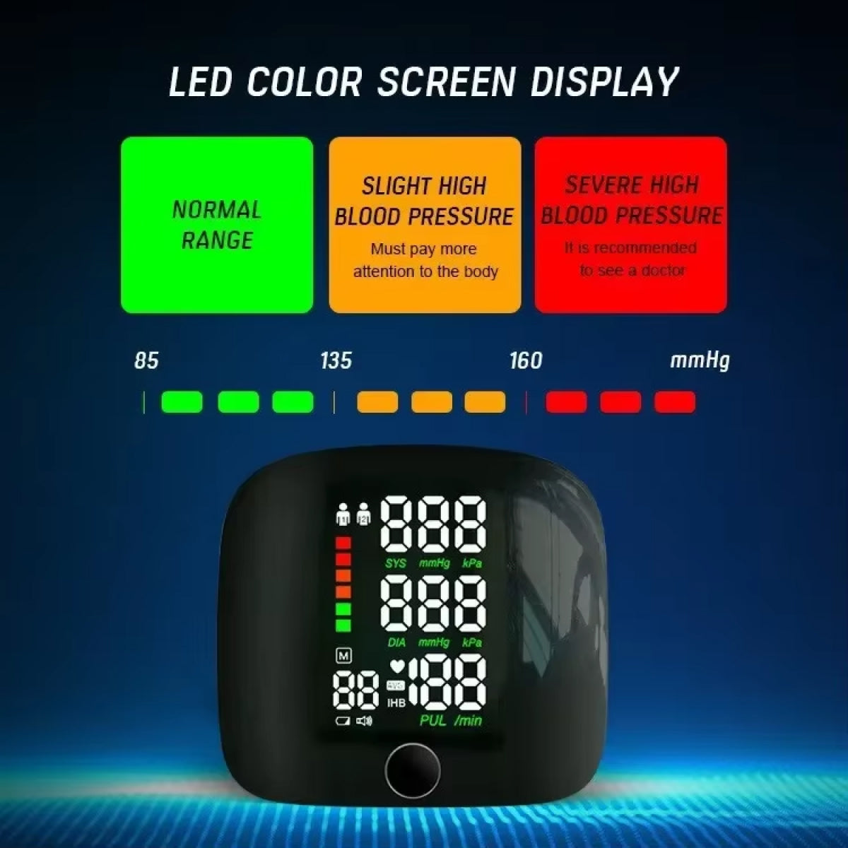 Portable Wrist Blood Pressure Monitor | LCD Display, Adjustable Cuff, Heart Rate Tracking & USB Rechargeable