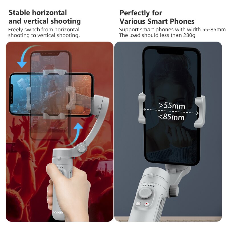 3-Achsen Faltbarer Handheld-Gimbal-Stabilisator für Smartphones | Anti-Wackel Videoaufnahme für iPhone & Android Vlogs