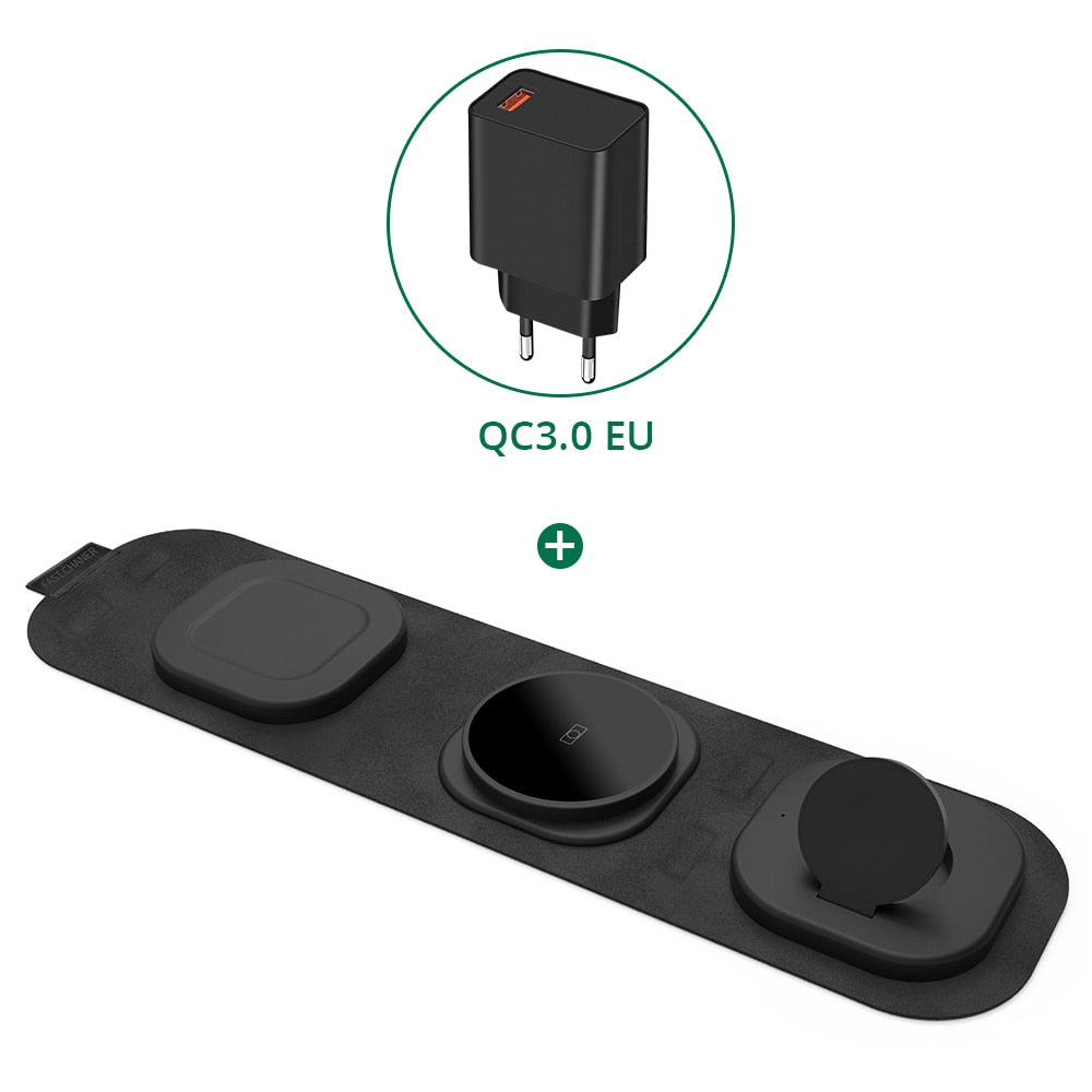 3 in 1 Reise Wireless Charger Faltbar für iPhone / Apple Watch / AirPods