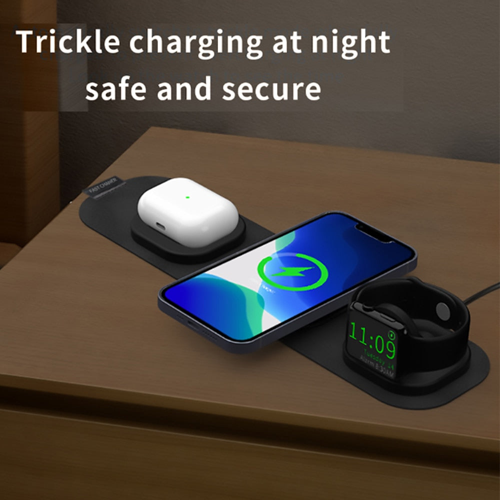 3 in 1 Reise Wireless Charger Faltbar für iPhone / Apple Watch / AirPods