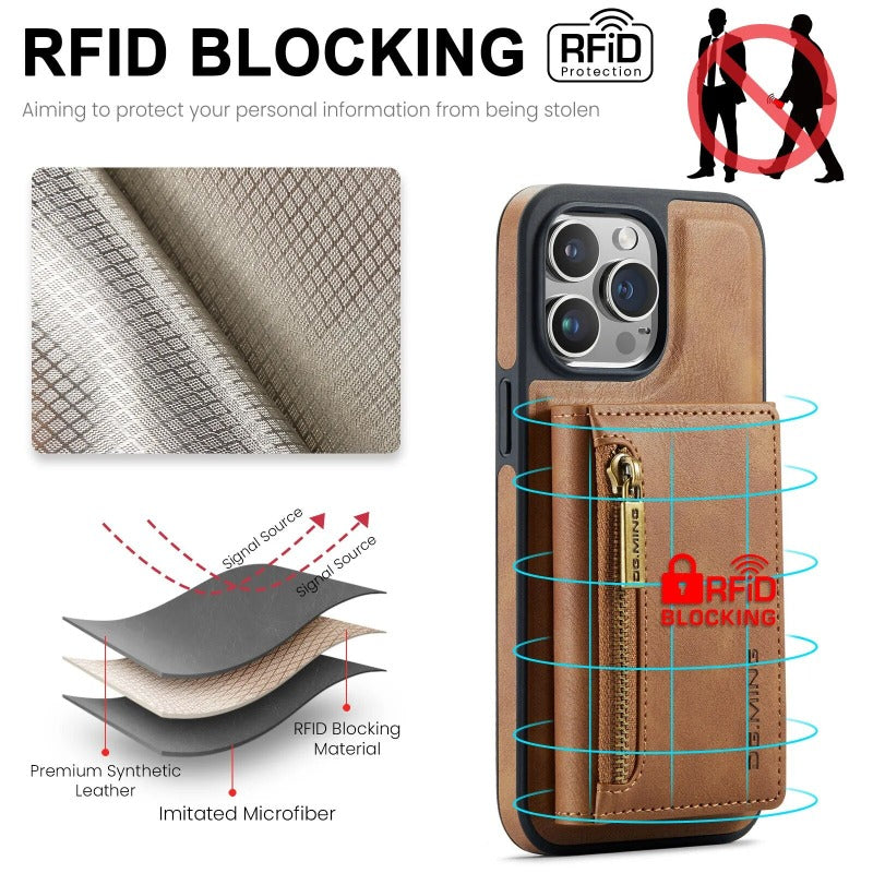 2 in 1 abnehmbare magnetische Leder-Geldbörse Handyhülle mit Kartenhalter für das iPhone