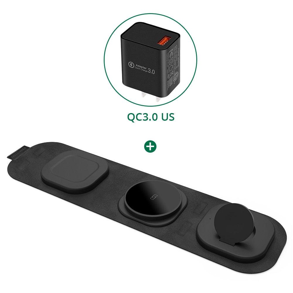 3 in 1 Reise Wireless Charger Faltbar für iPhone / Apple Watch / AirPods
