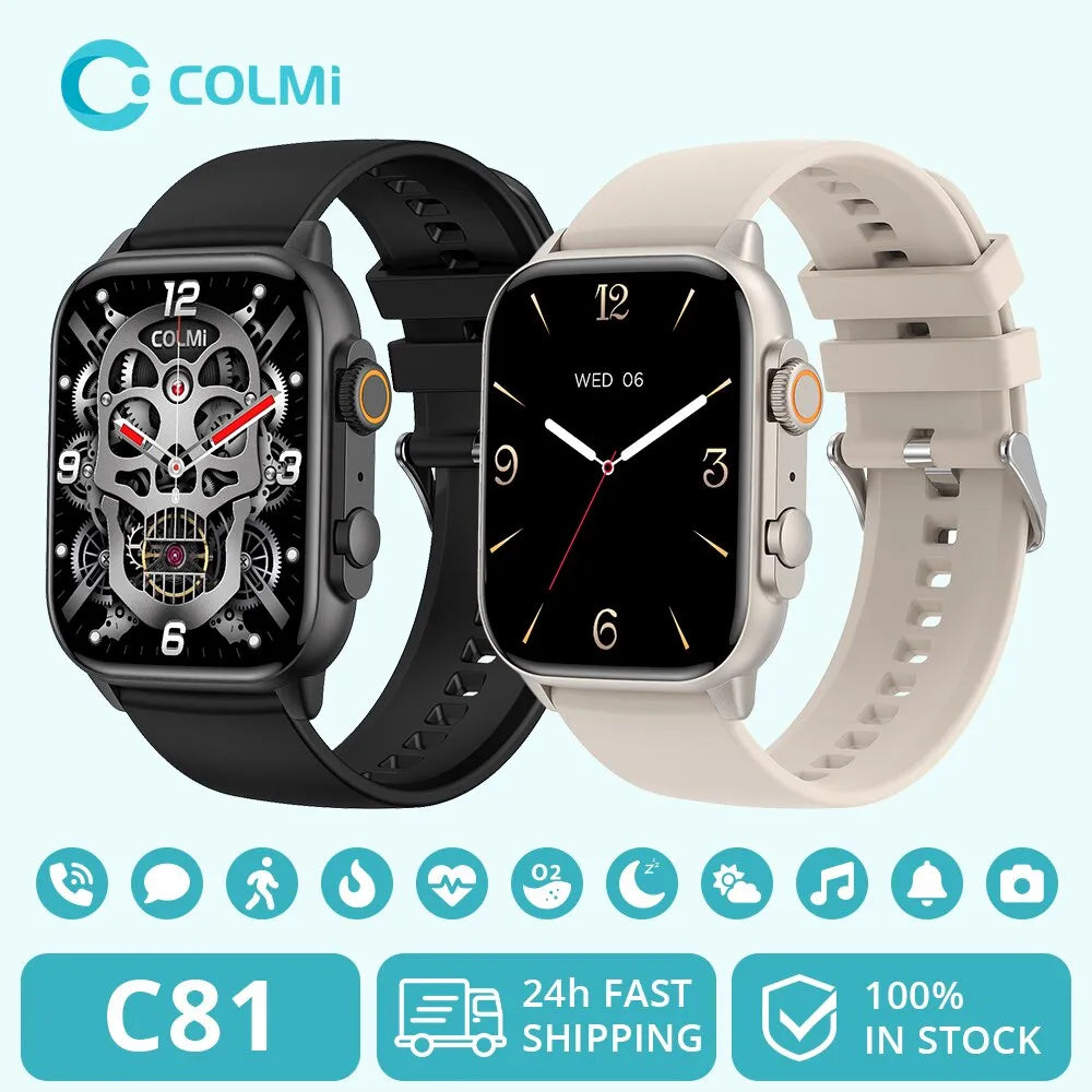 AquaFit | Orange wasserdichte Smartwatch | Großer 2,0-Zoll-AMOLED-Bildschirm