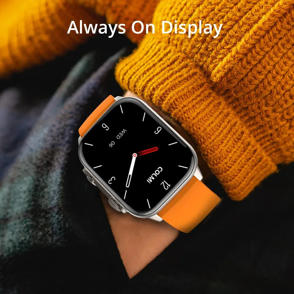 AquaFit | Orange wasserdichte Smartwatch | Großer 2,0-Zoll-AMOLED-Bildschirm