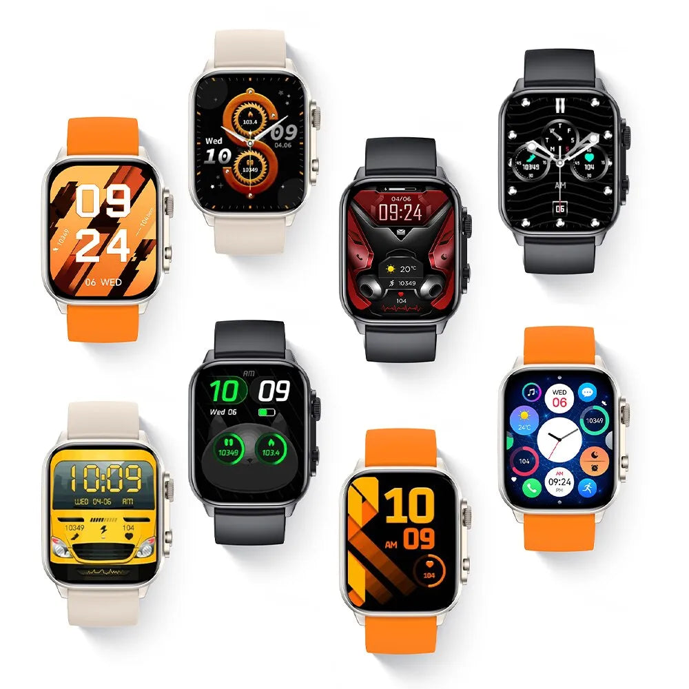 AquaFit | Orange wasserdichte Smartwatch | Großer 2,0-Zoll-AMOLED-Bildschirm