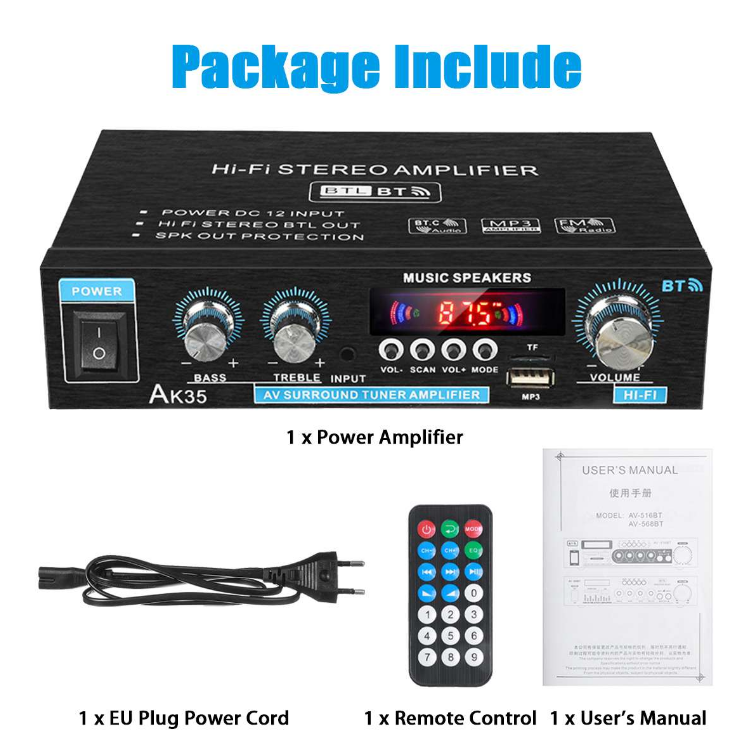 Home Digital Bluetooth Amplifier 800W 110-240V Bass Audio Power Amplifier Class D FM Subwoofer