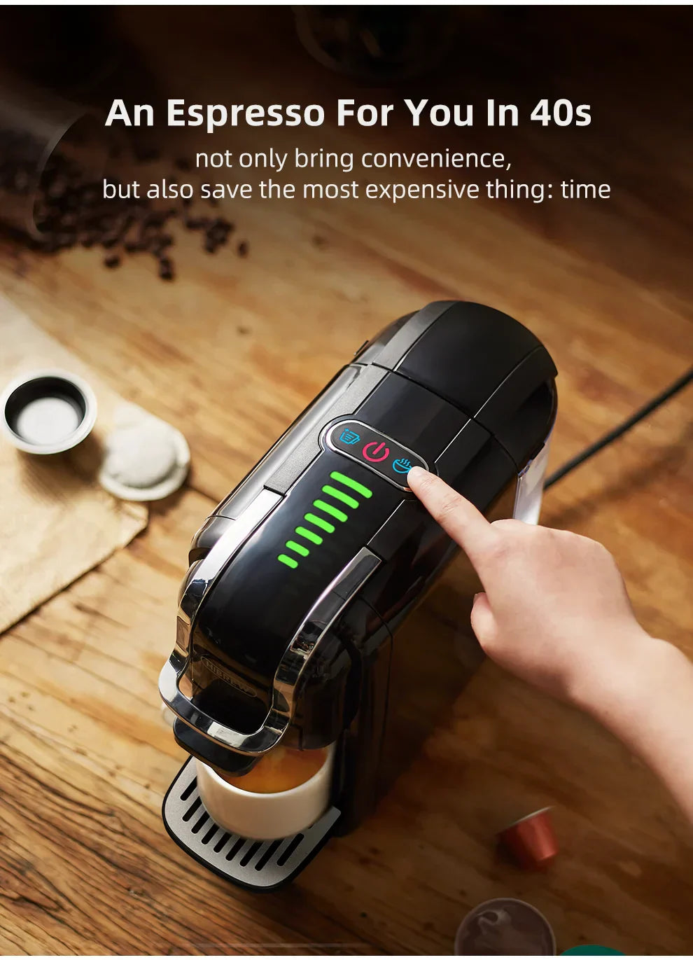 5-in-1 Coffee Machine | 20-Bar Pressure, Milk Frother & Compatible with Nespresso, Dolce Gusto, ESE Pods for Home Brewing