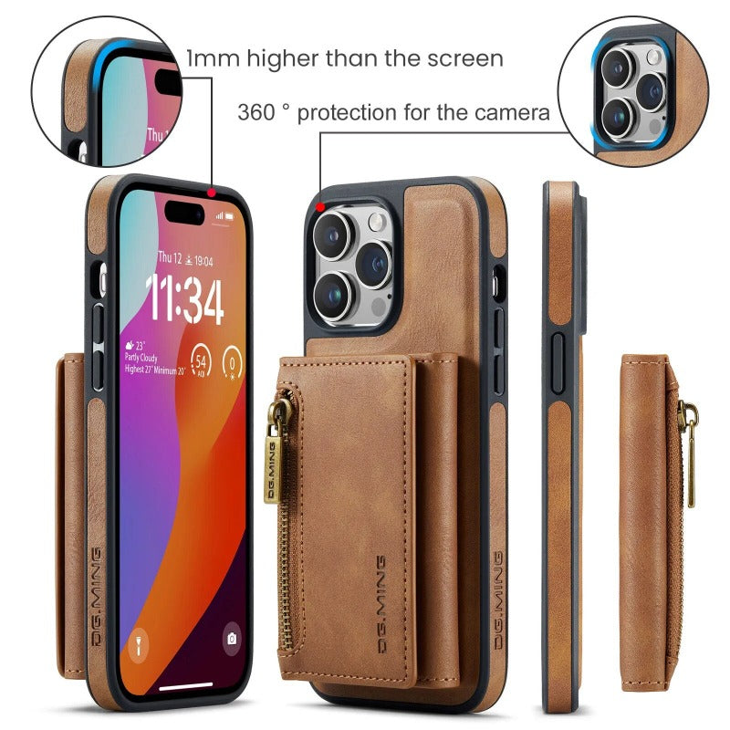 2 in 1 abnehmbare magnetische Leder-Geldbörse Handyhülle mit Kartenhalter für das iPhone
