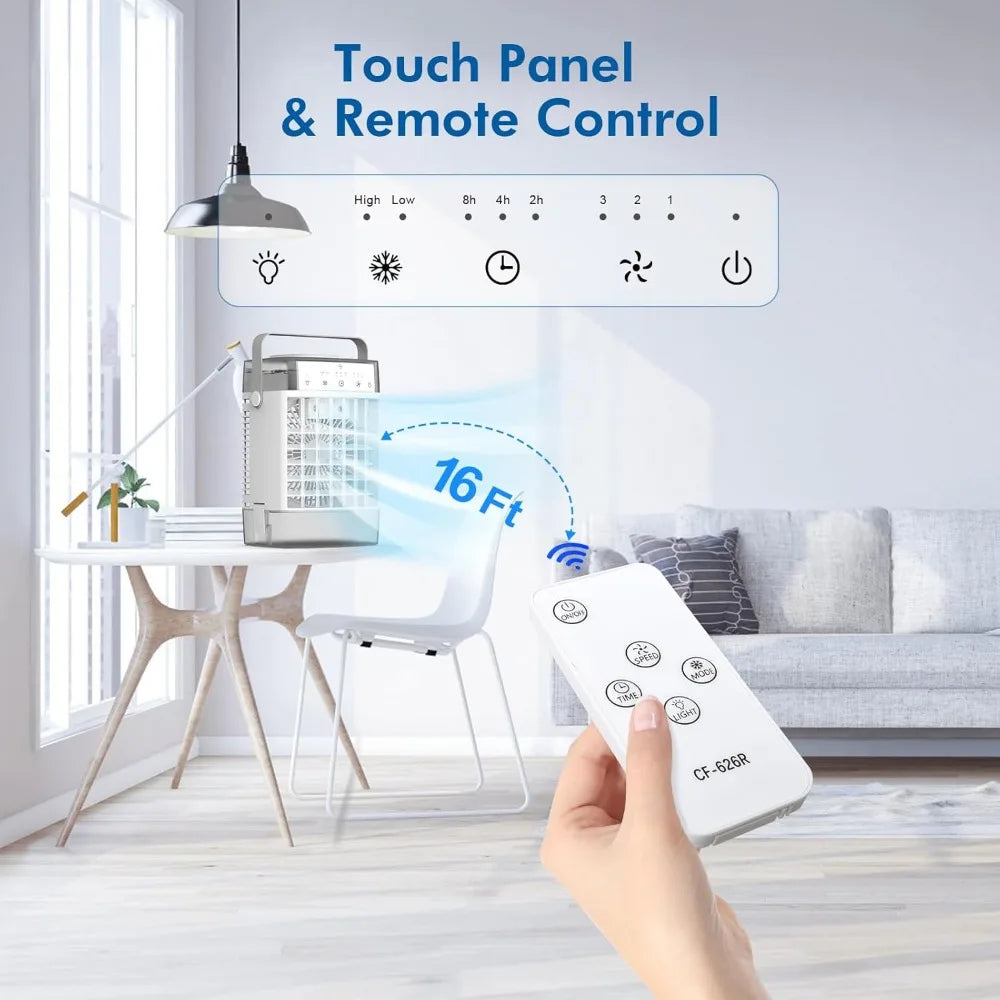 3-in-1 Portable Air Conditioner | Compact, 1000mL Water Tank & Timer for Home, Office & Outdoor Use