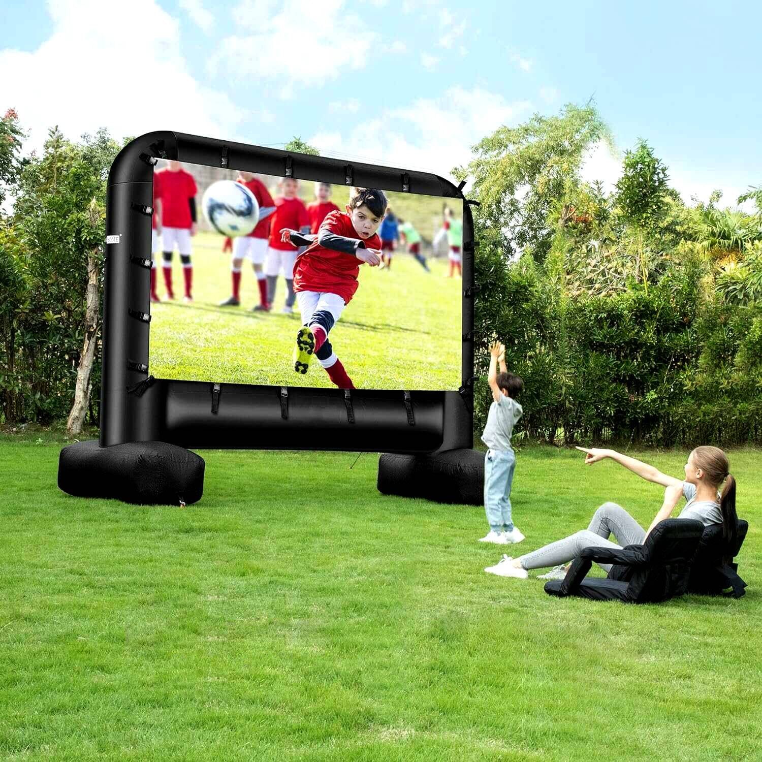 Outdoor Movie Screen & Projector Set - 120-Inch Inflatable Screen with HD Projector for Backyard Movie Nights & Events