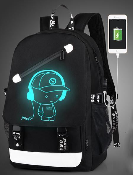 Boys School Charging Backpack Student Luminous Animation Usb Charge Changeover Joint
