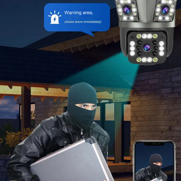 Dual Lens Outdoor Waterproof Wireless HD Security Camera with Night Vision for Home Surveillance