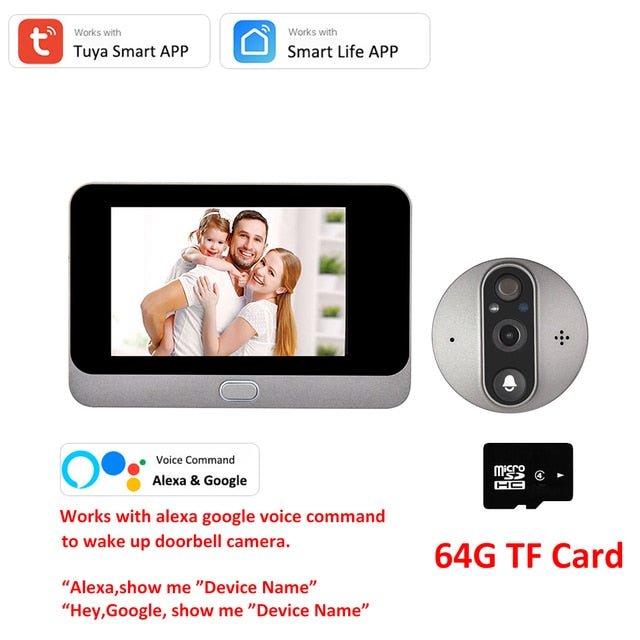1080P WiFi Digital Door Viewer Peephole Camera with 4.3 Inch LCD Monitor & Motion Detection for Home Security