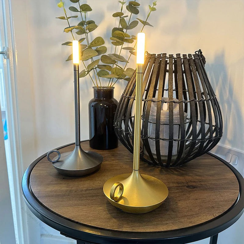Vintage Aluminium Cordless Candle Lamp