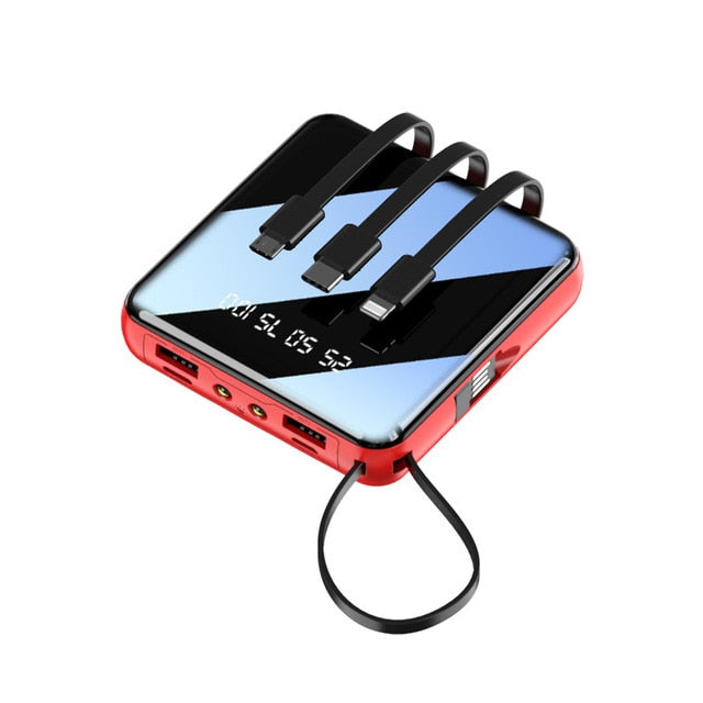20000mAh Powerbank Externe Batterie Ladegerät Mini Powerbank Eingebautes Kabel Für iPhone Samsung Huawei Xiaomi Poverbank