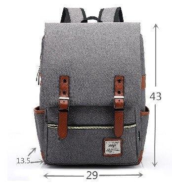 Vintage Laptop Backpack College School Bag with USB Port