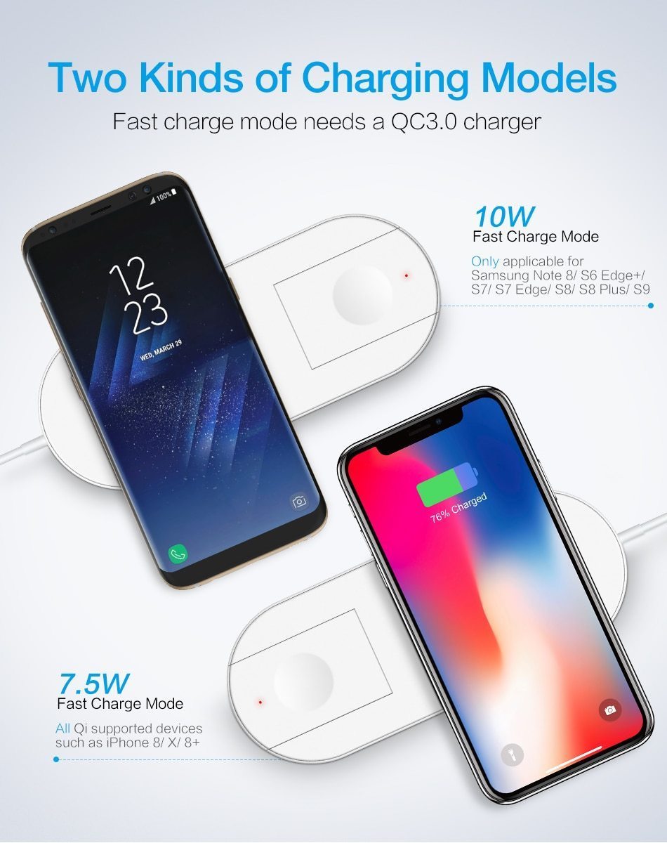 2 in 1 Drahtlose Ladeplatte für Smartphone & iWatch