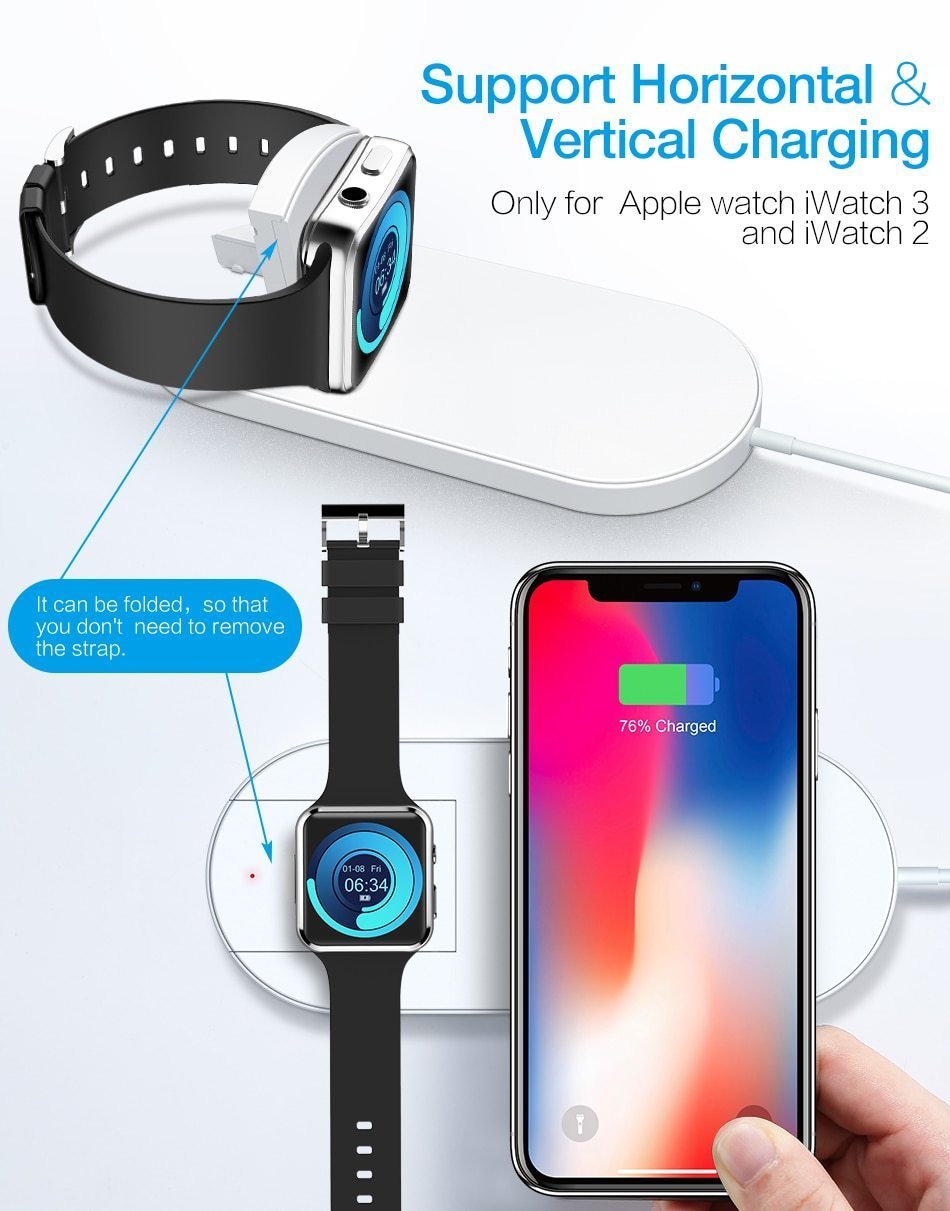 2 in 1 Drahtlose Ladeplatte für Smartphone & iWatch