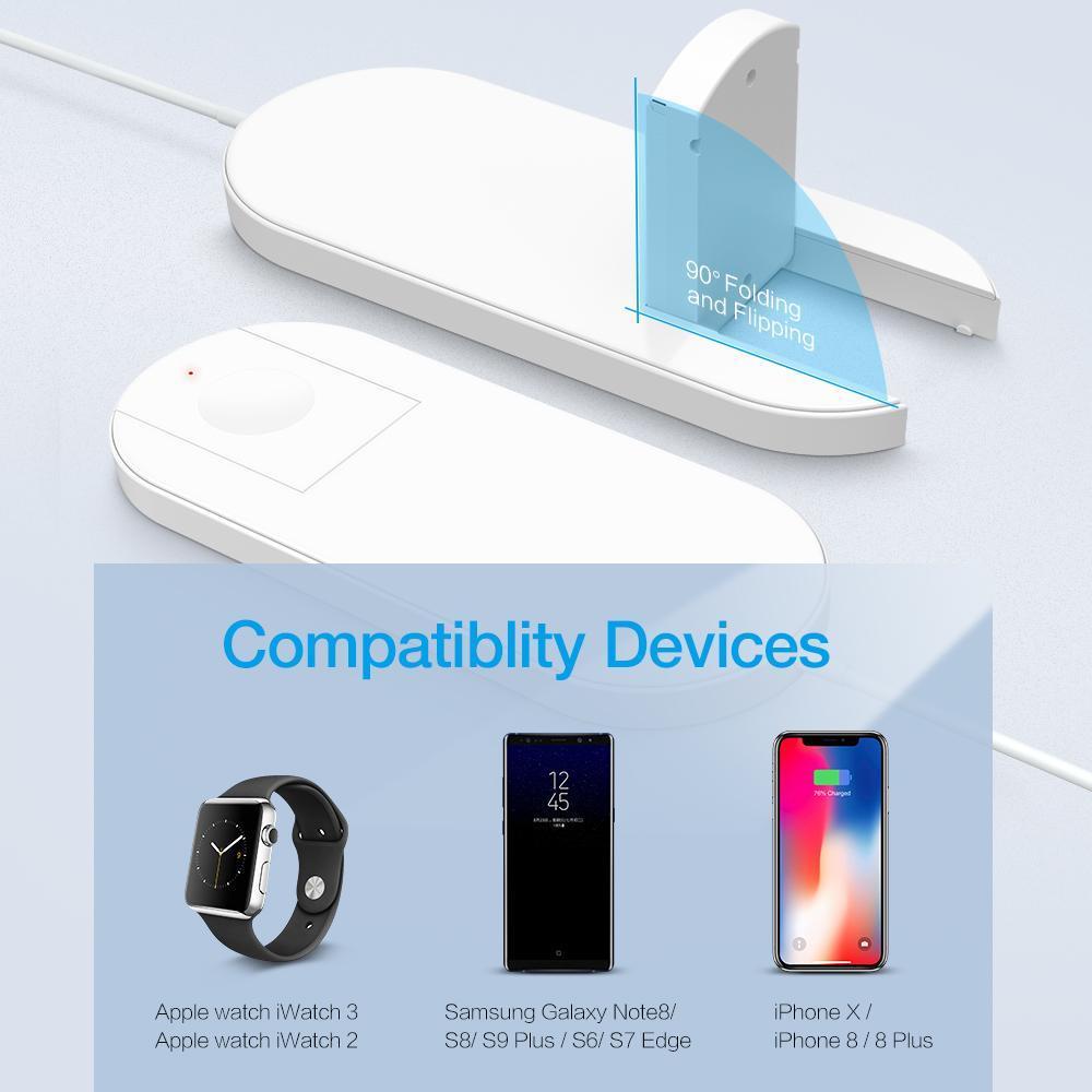 2 in 1 Drahtlose Ladeplatte für Smartphone & iWatch