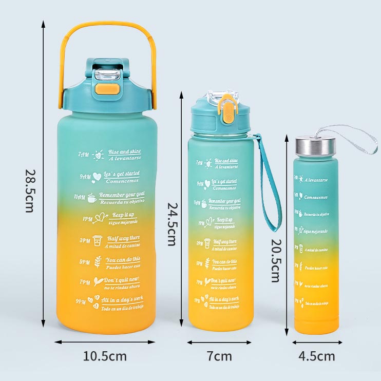3-in-1 Motivierende Wasserflasche