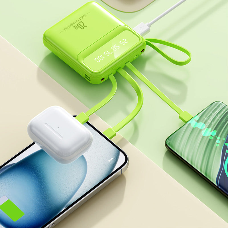 20000mAh tragbares Ladegerät mit 4 integrierten Kabeln