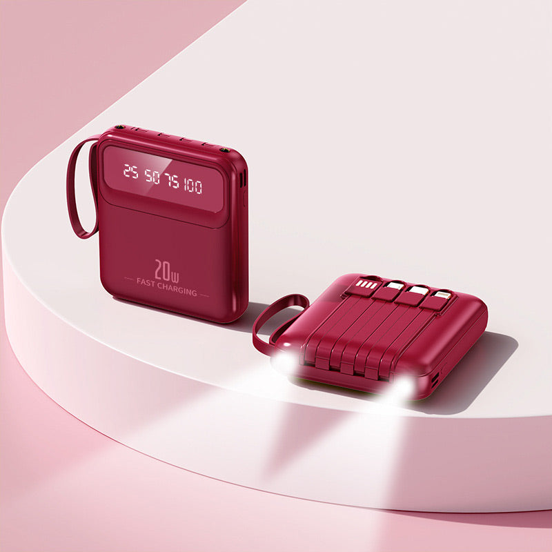 20000mAh tragbares Ladegerät mit 4 integrierten Kabeln