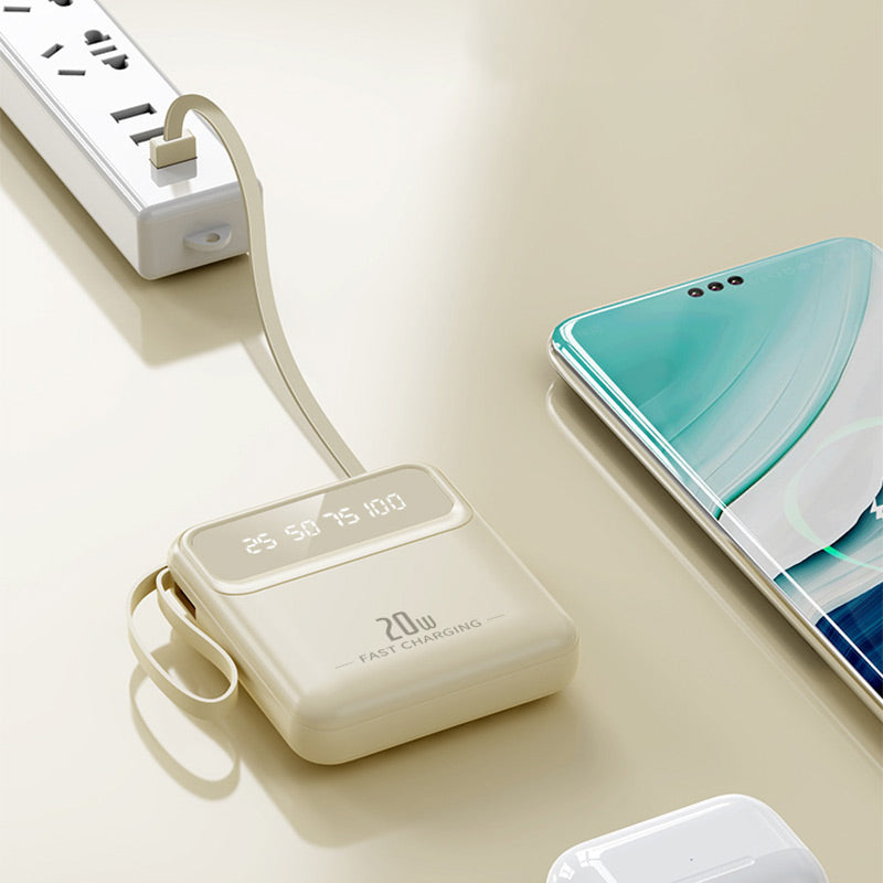 20000mAh tragbares Ladegerät mit 4 integrierten Kabeln