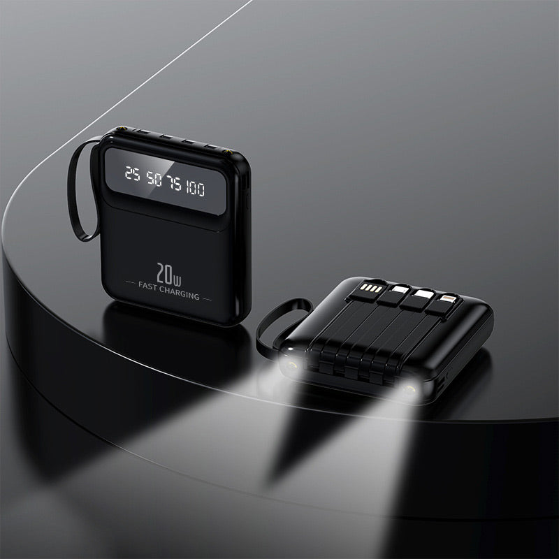 20000mAh tragbares Ladegerät mit 4 integrierten Kabeln