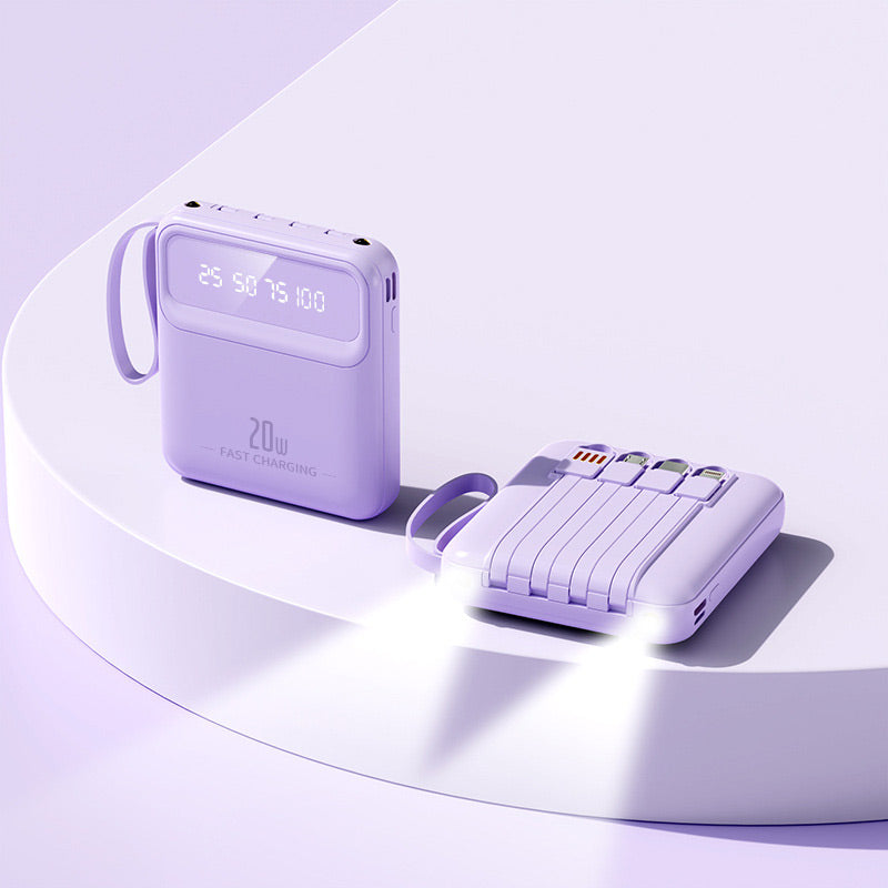 20000mAh tragbares Ladegerät mit 4 integrierten Kabeln