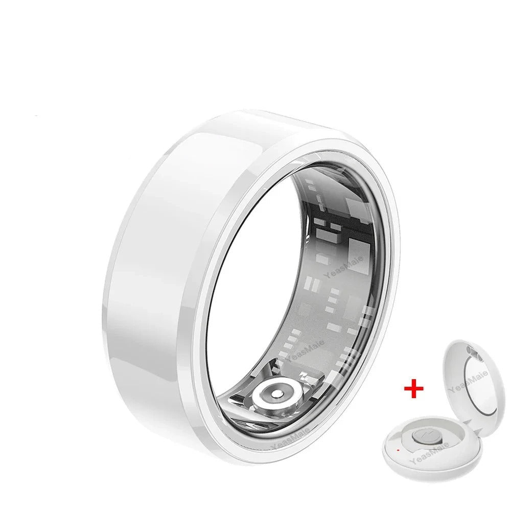 Titanium smart ring for men and women, designed to monitor blood pressure and track health metrics. Stylish and multifunctional.