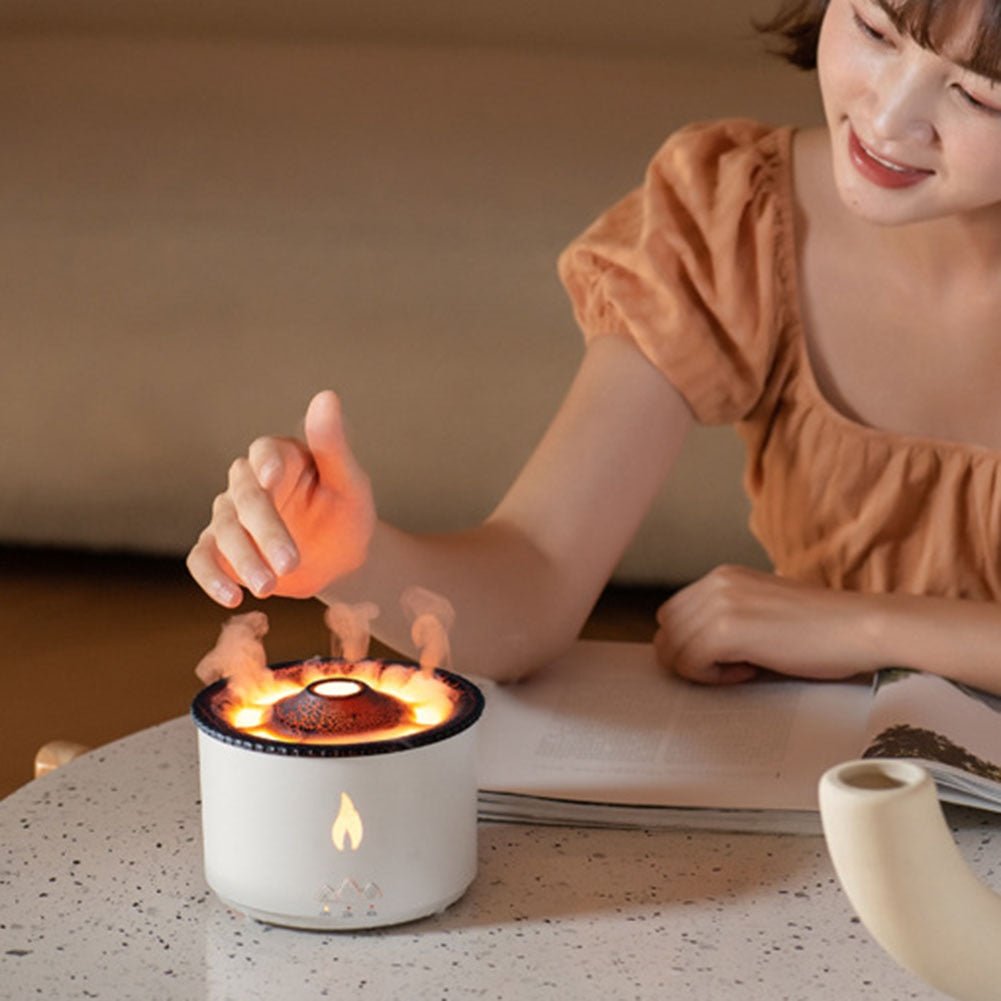 Volcano Aroma Diffuser and Humidifier - Flame Effect for Bedroom, Living Room, Office, Spa & Yoga Use