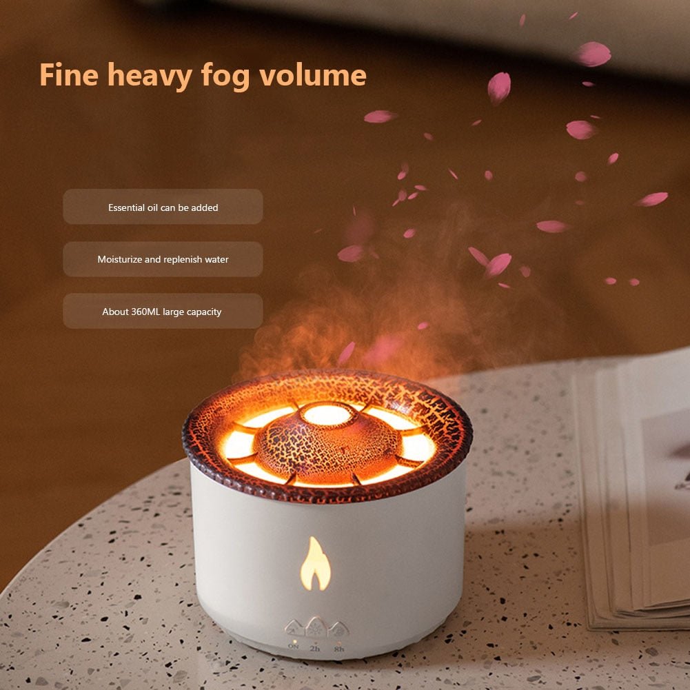 Volcano Aroma Diffuser and Humidifier - Flame Effect for Bedroom, Living Room, Office, Spa & Yoga Use