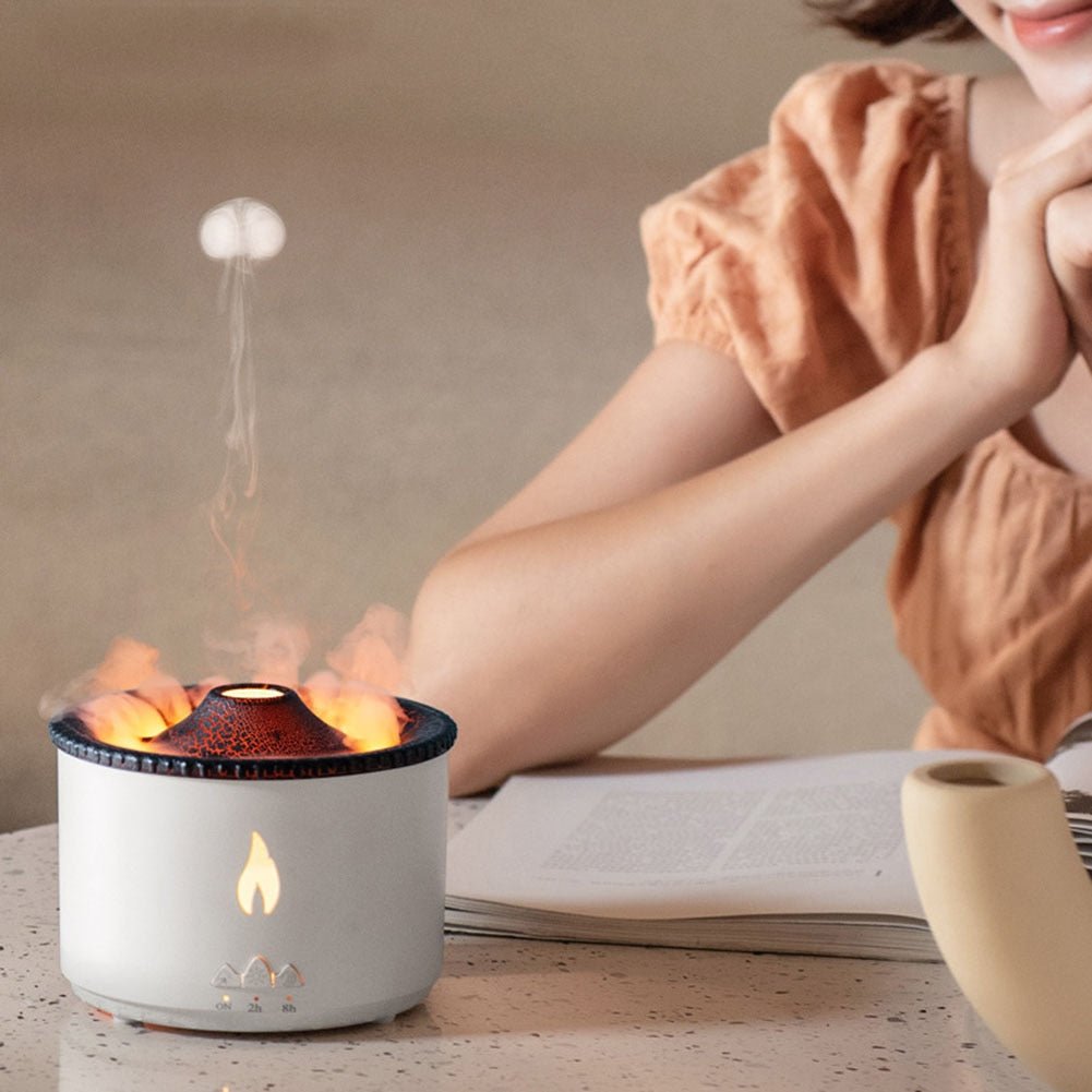 Volcano Aroma Diffuser and Humidifier - Flame Effect for Bedroom, Living Room, Office, Spa & Yoga Use