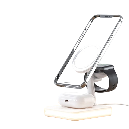 15W 3-in-1 Magnetisches Kabelloses Ladegerät-Standpad | für iPhone 15/14/13/12 Pro Max Plus, Apple Watch 9/8/7/6, AirPods | Wireless Fast Charging Dockingstation