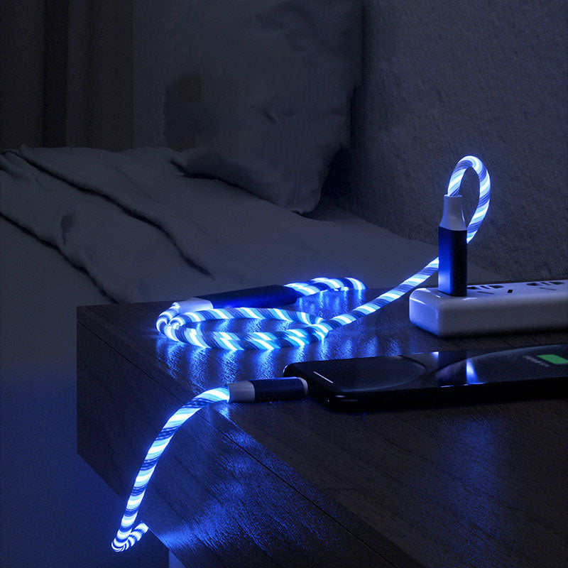 3 in 1 Micro USB Typ C Kabel LED fließendes Licht Typ C Chager Kabel Handy Ladekabel