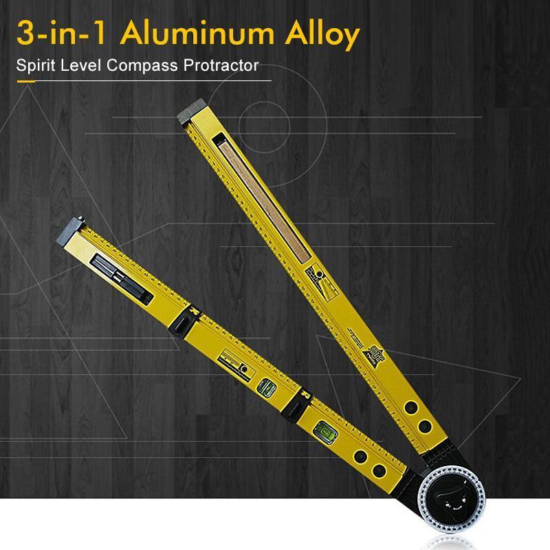 3-in-1 Aluminiumlegierungs-Wasserwaage Kompass Winkelmesser